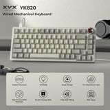 HITIME XVX YK820 75% Keyboard with Full Aluminum Wired Mechanical Keyboard, Retro Creamy Gaming Keyboard Knob Control, Gasket-Mounted Hot Swappable Custom RGB Keyboard, Pre-lubed Switches, NKRO