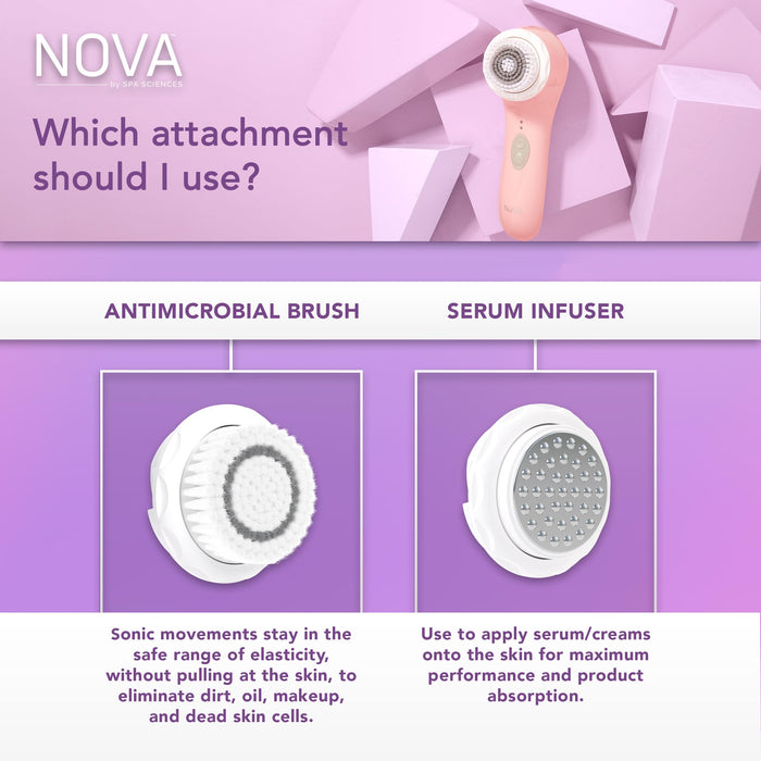 Spa Sciences - NOVA - Sonic Cleansing Brush with Bristles & Infusion System – Anti-Aging Facial Exfoliating, Waterproof, and USB Rechargeable