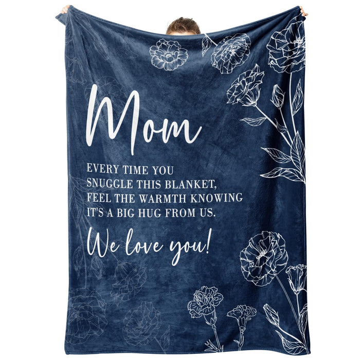 Gifts for Mom Christmas, Mom Birthday Gifts Blanket, Moms Gift for Women from Daughter Son, We Love You Present for Mother Mommy Mothers Day 60" x 50", Blue