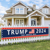 Probsin Trump Banner 120" x 20" Trump 2024 America Flag Take America Back Blue Red Star Decorations Trump 2024 Yard Sign Party Supplies Backdrop Hanging Outdoor Gate Decor Fence Door Indoor Wall