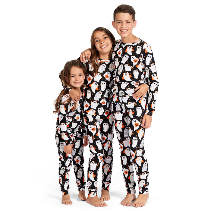 The Children's Place baby girls Family Matching Christmas Holiday Sets, Snug Fit 100% Cotton, Adult, Big Kid, Toddler, Pajama Set, Hlwn Blk Ghost, 5T US