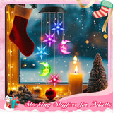 Winzwon Thanksgiving Decorations Christmas Women Mom Gifts Stocking Stuffers Adults Grandma Sister Friend Birthday Solar Moon Star Wind Chimes for Outside Solar Lights Outdoor