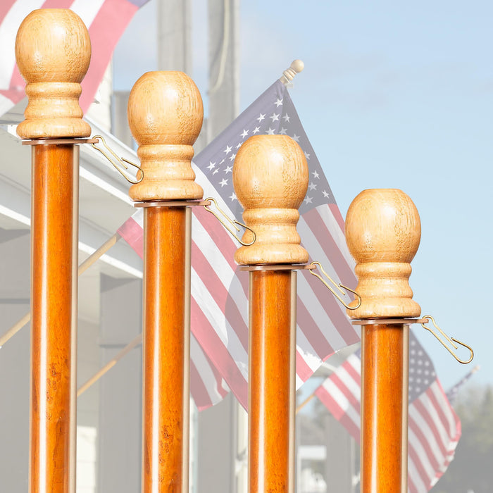 Evergreen Set of 4 Flag Poles, 56" Solid Wood Flag Pole with One Clip and Anti-Wrap Tube for 3'x5' Estate Flag with Pole Sleeve, Outdoor Weatherproof Use for Residential or Commercial
