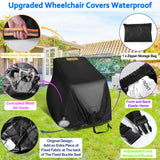 Electric Wheelchairs Cover Waterproof,420D Heavy Duty Wheelchair Cover with Air Vent,Waterproof Strip,Reflective Handle,Outdoor Protective Cover for Travel & Shower Power Wheelchair,Mobility Scooter