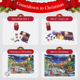 Advent Calendar 2024 Christmas Puzzles, 24 Days 1008 Pieces Countdown to Christmas Calendars Jigsaw Puzzles for Kids Teens Adults, Christmas Holiday Gifts Toys for Home Wall Decor