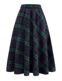 Plaid Dresses for Women 2024 Fall Winter Dress Christmas Outfits Clothes Checkered Sweater Tweed Tartan Wool Long Skirt, Long Green, M