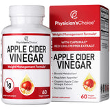 Organic Apple Cider Vinegar Capsules - Weight Loss Support (W/ Patented Capsimax ), Weight Management for Women & Men, Promotes Appetite Management, Metabolism Support, 60 Apple Cider Vinegar Pills