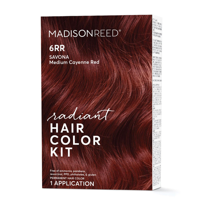 Madison Reed Radiant Hair Color Kit, Medium Cayenne Red for 100% Gray Coverage, Ammonia-Free, 6RR Savona Scarlet, Permanent Hair Dye, Pack of 1