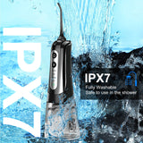 Water Dental Flosser Pick for Teeth: 4 Modes Cordless Portable Water Flossers Teeth Cleaner Rechargeable 300ML IPX7 Waterproof Oral Irrigator Flossing Cleaning Picks for Home Travel, Black