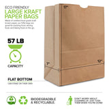 Stock Your Home 57 Lb Kraft Paper Bag (50 Count) Heavy Duty, Large Brown Paper Grocery Bags for Food Shopping, Recycling, Trash, Bulk Pack Size