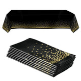 Prestee Black and Gold Tablecloths, 12pk, 54x108 Inches - Gold Dot Tablecloths, Plastic Tablecloth, Black Tablecloths, Party Decorations - Paper Tablecloth for Christmas Party, Dining, Holiday