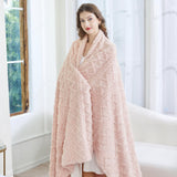 Aganear Fleece Throw Blanket - Cozy Soft Lightweight Fuzzy Throw Blanket for Women Portable Throw Blankets for Couch, Warm Present for Birthday, Christmas, Halloween, Housewarming(50"x60", Pink)