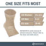 Benmarck Achilles Tendon Support Brace, Plantar Fasciitis Sock, Ankle Compression Sleeve For Running, Tendonitis and Flat Feet Relief (Natural Beige, Unisize)