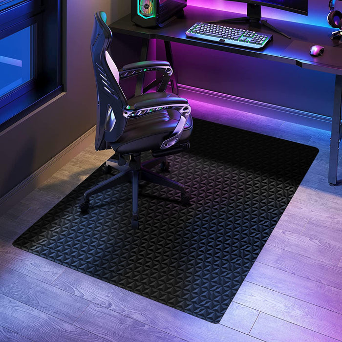 SALLOUS Chair Mat for Hard Floor, 47" x 36" Vinyl Gaming Chair Mat for Hard Surface, Multi-Purpose Hard Floor Protector Desk Chair Mat for Home Office (Black)