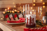 Eywamage Red Buffalo Plaid Christmas Flameless Candles with Remote, Flickering LED Pillar Candles in Glass Set of 3