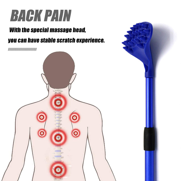 EASACE Back Scratcher for Women Men Extendable with Strong ABS Massage Head, 21inch Body Scratcher for Adults - Pets Compact - Retractable（Blue）