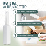 Powerstone Pumice Stone Toilet Bowl Cleaner with Handle (2-pack) - A Solution for Hard Water Stains on Toilets, Grills, Tiles, Grout & Pools