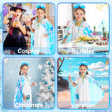 LIMIROLER Princess Dress Up Toys Princess Dress Up Clothes Rainbow Mermaid Cape Kit 9 Pcs Gift Set for Little Girls 3-8 Years Old, Great Gift Set for Birthday Christmas Halloween (Rainbow Blue)