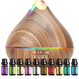 Essential Oil Diffusers for Home with Top 10 Oil Diffuser Gift Sets, 550ml Aroma Diffuser for Essential Oils Large Room, Ultrasonic Cool Mist Diffuser Auto Shut-Off 4 Timers 15 Colors (Brown)