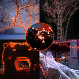 Twinkle Star 33FT 100 LED Halloween String Lights Orange, Plug in Black Wire Fairy Lights 8 Modes Waterproof Mini Light for Outdoor Indoor Christmas Tree Holiday Wedding Party Bedroom Patio Tree Decor