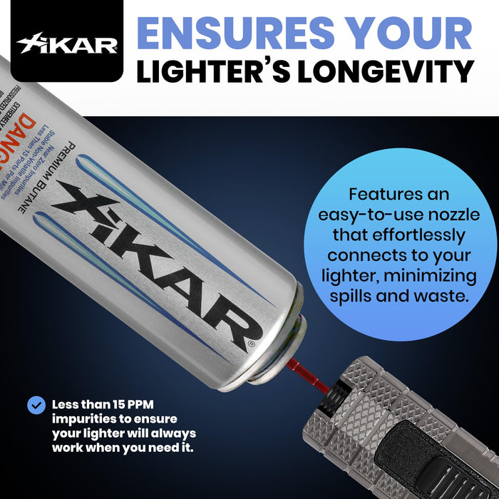 XIKAR PUROFINE Premium Butane Lighter Refill Fuel with Zero Impurities for Torch and Jet Flame Lighters | Pure Butane Lighter Fluid Refill for Reliable Ignition of Cigars - 8 Oz, 2 Pack