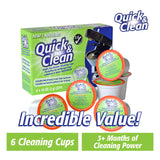 Quick & Clean [6-Pack] Keurig Cleaning Pods - K Cup Cleaner Pod For Keurig - 2.0 Coffee Machine Compatible, Removes Stains, Non-Toxic and Eco-Friendly