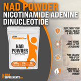 BULKSUPPLEMENTS.COM NAD Powder - Nicotinamide Adenine Dinucleotide, NAD Supplement 500mg - for Energy Support, Pure & Gluten Free, 500mg per Serving, 25g (0.88 oz) (Pack of 1)