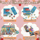 Advent Calendar 2024 Christmas Jigsaw Puzzle - 1008 Pieces 24 Days of Countdown Calendar Christmas Emporium Puzzle Family Game Puzzles for Christmas Gift Toys Teens Adult