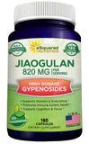 aSquared Nutrition Jiaogulan Supplement-180 Capsules with Black Pepper Extract - Gynostemma Pentaphyllum AMPK Activator, Caffeine-Free Adaptogen Pills, Southern Ginseng Root Powder, Max Strength 820mg