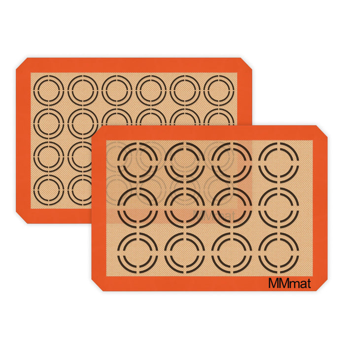 MMmat Silicone Baking Mats - Best German Silicone - Non Slip Silicone Baking Sheet, Non Stick Reusable Silicone Mats for Baking, Oven Liner, Counter Mat - 2 Half Sheets Cookie Baking Mats