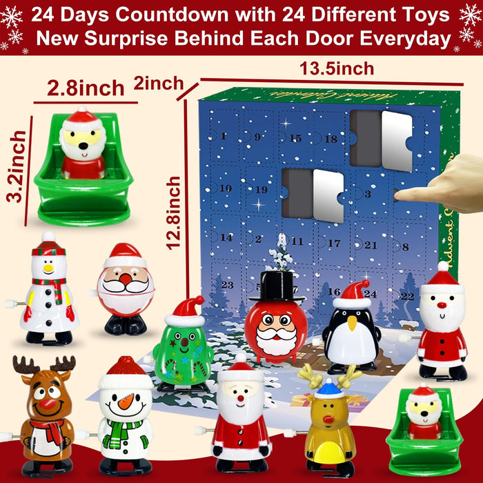 Advent Calendar 2023 for Kids with 24 Different Wind-Up Toys Pull Back Car, 24 Days Christmas Countdown Calendar Xmas Wind-Up Toy Gifts Boys Girls Toddler Party Favors Christmas Stocking Stuffers