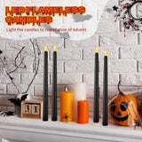 Honoson 4 Pieces Christmas LED Taper Advent Candles Flameless Taper Candles Flickering Candles for Halloween Hanukkah Christmas Advent Rituals Holidays Church, Celebration Home Decor (Black)