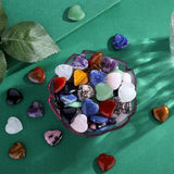 QINJIEJIE 30PCS Heart Crystals Healing Crystal Palm Natural Stones Polished Gemstones Amethyst Malachite Rose Quartz Assorted Set 0.8" Bulk Wholesale Reiki Energy Balancing Love Mother's Day Gifts