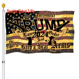 Trump 2024 2nd Second Amendment Flags Double Sided 3x5 Outdoor-Tea Stained Law and Order Guns Donald Trump American Flag Vintage Banner Heavy Duty 3 Ply with 2 Brass Grommets