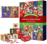 Advent Calendar 2024 Christmas Puzzle for Adults 1000 Pieces, PICKFORU Countdown to Christmas Calendar Vintage Jigsaw Puzzle, Winter Holiday Puzzle