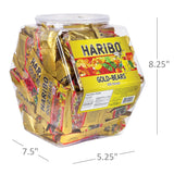 Haribo Gummy Bears Bulk Pack | 100 Individually Wrapped Fun Size Candy Packs in Reusable Plastic Tub | Gummie Gold-Bears in Assorted Flavors