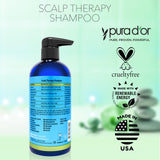 PURA D'OR Therapy Shampoo (16oz) Hydrates & Nourishes - Scalp Care Shampoo For Itchy Flaky Scalp w/ Tea Tree, Peppermint, Patchouli, Cedarwood, Clary Sage, Argan Oil (Packaging may vary)