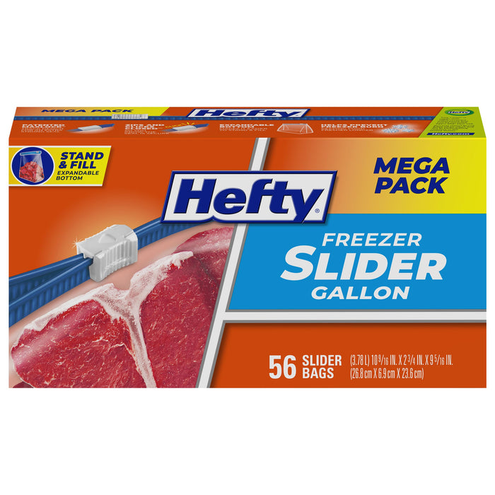 Hefty Slider Freezer Storage Bags, Gallon Size, 56 Count