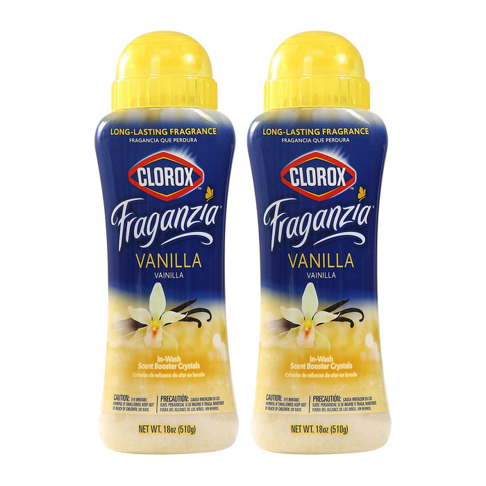 Clorox™ Fraganzia™ In-Wash Scent Booster Crystals in Vanilla Scent, 18oz Twin Pack | Laundry Scent Booster Crystals | In-wash Scent Booster for Fresh Laundry in Vanilla Scent, 36 Ounces Total