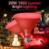 LOXYEE PAR38 Flood Red Light Bulb,2 Pack-Dimmable,E26 Base Red Flood Light Outoor(20W Replace to 200W),Red Light Bulb Outdoor Porch,Colored Light,Spot Light,Halleween,Christmas Lighting