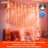 HXWEIYE 300LED Orange Fairy Curtain Lights with Remote 8 Modes Timer for Bedroom, 9.8x9.8Ft USB Plug in Christmas Fairy String Hanging Lights for Fall, Halloween, Weddings, Party, Wall, Decorations