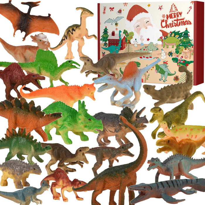 Advent Calendar 2024, Kids Dinosaur Countdown Advent Calendar, 24 Days Countdown Calendar to Christmas Surprise Toys Gift with Different Dino Figure, Ideal Xmas Gift for Boys Girls Teens 3 4 5 6 Years Old