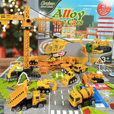 Advent Calendar 2024 Kids Boys - Alloy Construction Vehicles Toy Set - Christmas Engineering Playset Plus 2 Mats - Countdown Calendar Gift for 3-8 Year Old Children Teens