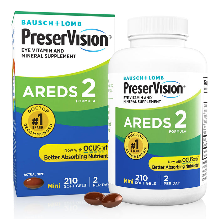 PreserVision AREDS 2 Eye Vitamin & Mineral Supplement, Contains Lutein, Vitamin C, Zeaxanthin, Zinc & Vitamin E - 210 Softgels (Packaging May Vary)