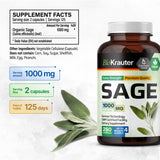 MAUWE HERBS Sage Supplement Capsules - Body Odor Supplement with Organic Salvia Officinalis 1000 mg - Immune & Digestive Support - Rich in Antioxidants - 250 Vegan Capsules