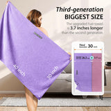 YFONG X-Large Microfiber Hair Towel Wrap for Women, Soft Hair Drying Towel with Elastic Band, Fast Drying Hair Turbans for Wet Curly Long Hair, Microfiber Towel for Hair Anti Frizz 30" X 40" (Purple)