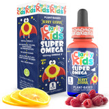 Clarity Kids Super Omega with DHA + EPA Omega 3 for Better Focus & Quality Sleep Algae Oil Omega 3 Liquid (1 mL per Serving) All Natural DHA Drops for Children USA Made Supplement (1 fl oz)