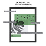 MCS Studio Gallery 18x24 Poster Frame Black Woodgrain, Vertical & Horizontal Wall Hanging Large Picture Frame for Photos, Posters & Art Prints (1-Pack)