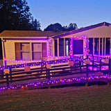 Dazzle Bright 164 FT 500 LED Halloween String Lights, Waterproof Halloween String Lights Black Wire with 8 Modes, Outdoor Halloween Decorations for Indoor Party Yard Wedding Decor, Purple & Orange