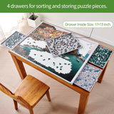 2000 Piece Non-Wood Jigsaw Puzzle Board with Drawers and Felt Fabric Cover Mat, Portable Puzzle Table for Adults, Puzzle Tray, Super Large Size: 40×30 Inch Work Surface, Lightweight Design, Gray